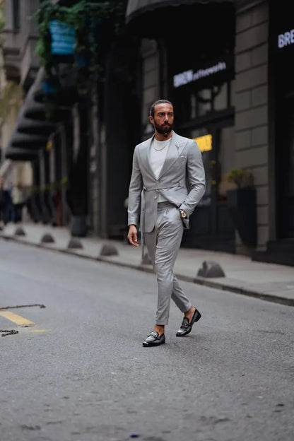 Evo Gray Slim Fit Buckle Up Suit - Versatile Elegance for Every Occasion brabion