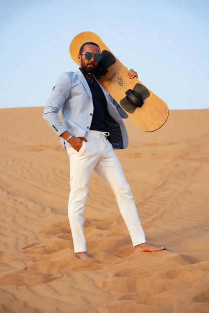 Vespo Blue Slim Fit Linen Blazer - Tailored Elegance for Every Occasion - BRABION