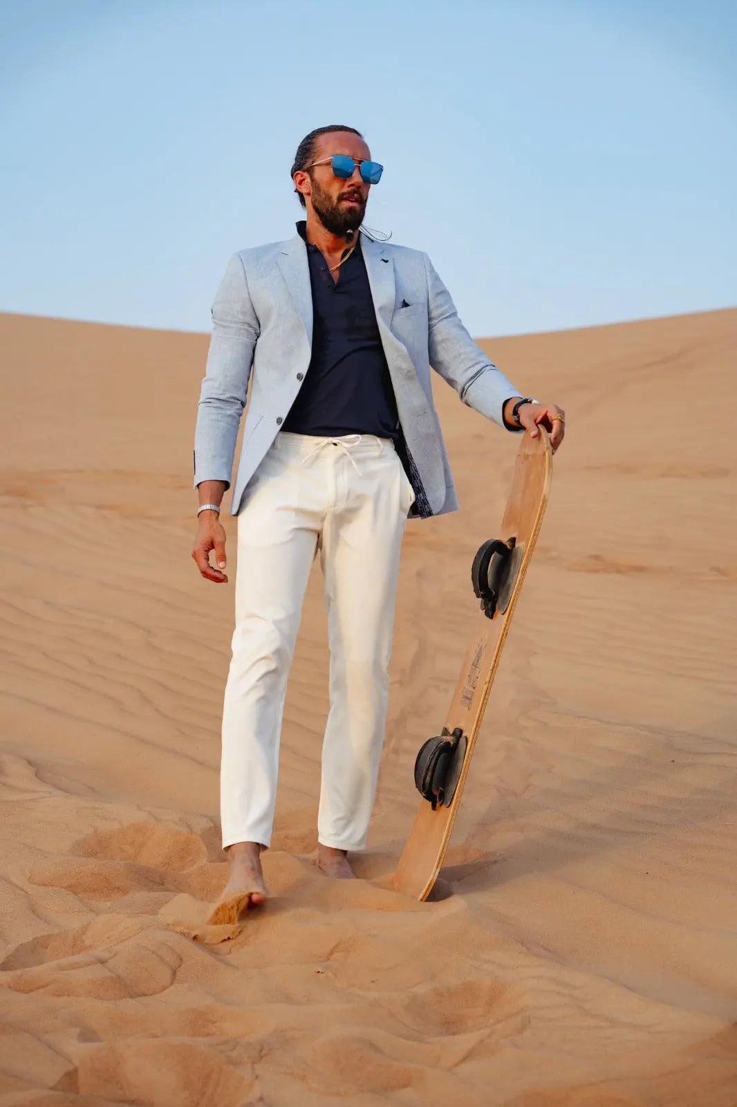 Vespo Blue Slim Fit Linen Blazer - Tailored Elegance for Every Occasion - BRABION