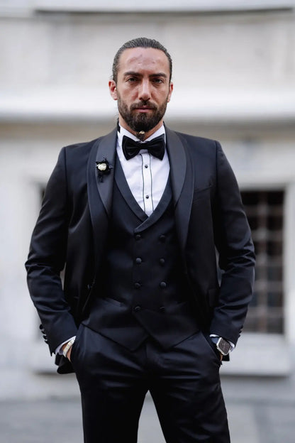 Daniel Black Slim Fit Shawl Lapel Tuxedo - Timeless Elegance for Men - BRABION