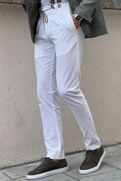 Daniel White Cotton Slim Fit Pants - BRABION