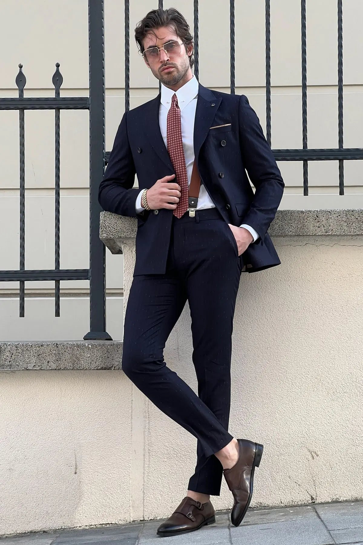 Daniel Double Breasted Navy Blue Wool Suit - The Ultimate Choice for Modern Men brabion