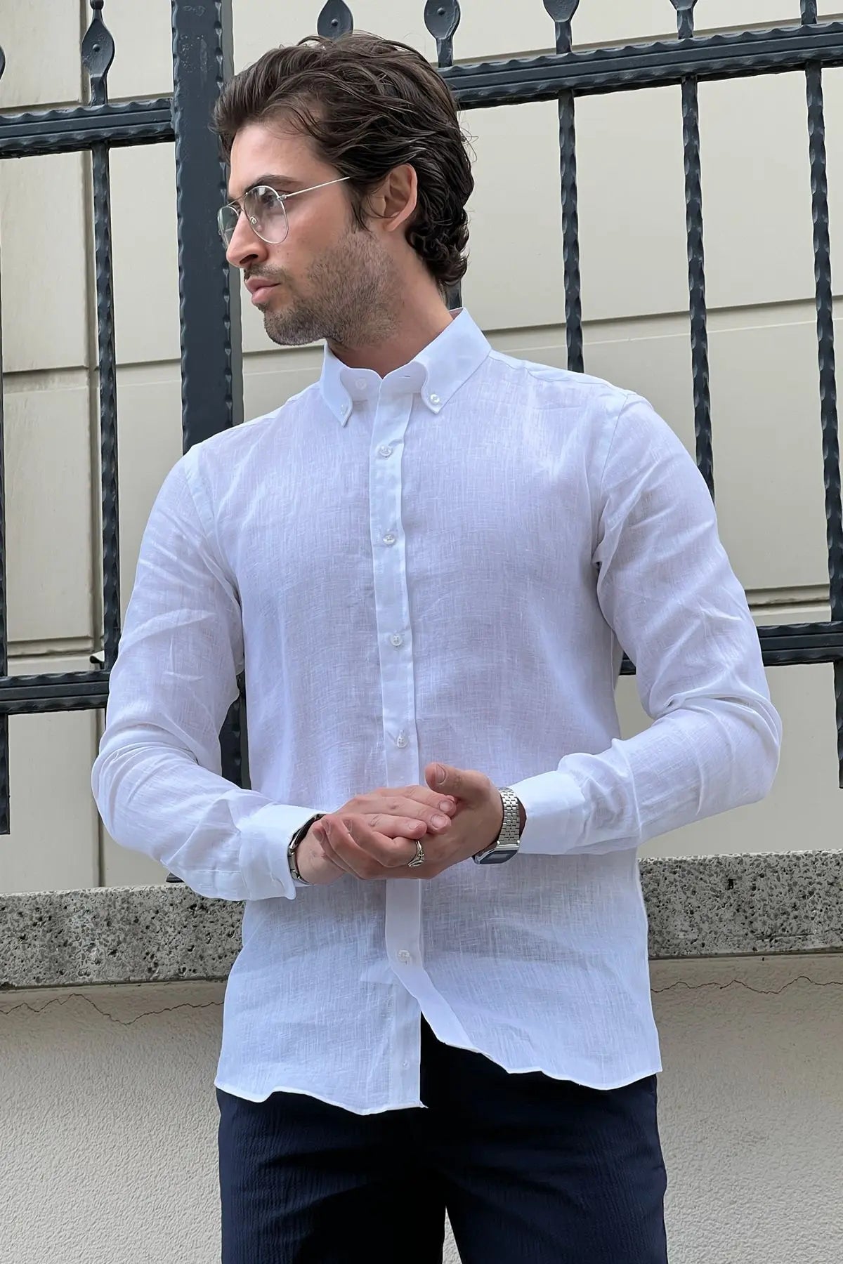 Brabion Daniel White Linen Shirt - Slim Fit Elegance for Every Occasion - BRABION