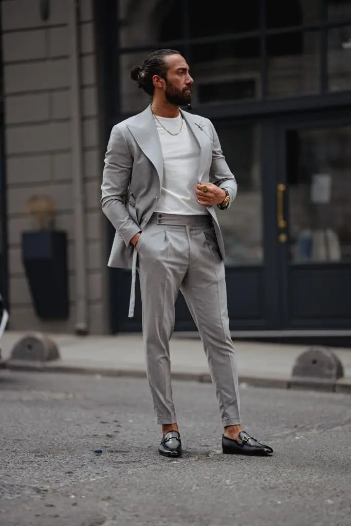 Evo Gray Slim Fit Buckle Up Suit - Versatile Elegance for Every Occasion brabion