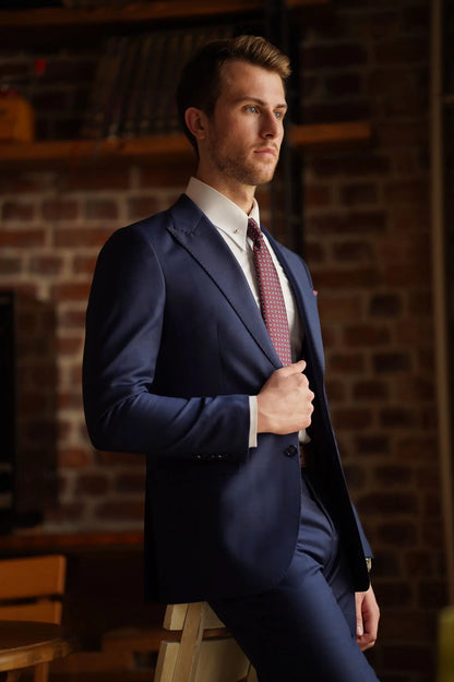 Daniel Slim Fit Navy Blue Wool Suit for Modern Men brabion
