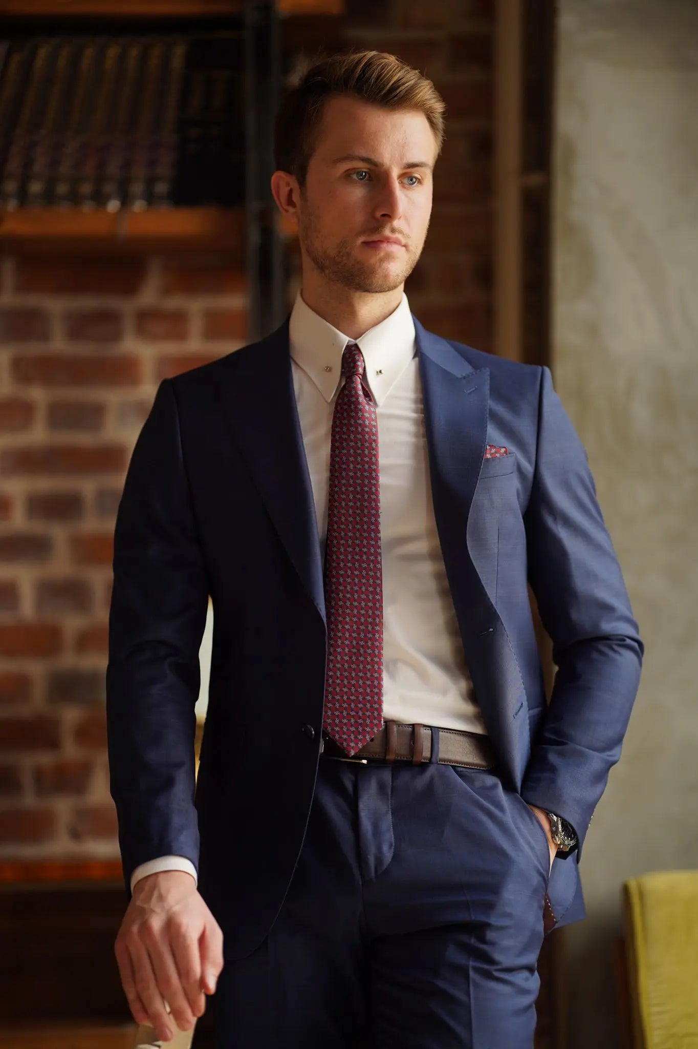 Daniel Slim Fit Navy Blue Wool Suit for Modern Men brabion