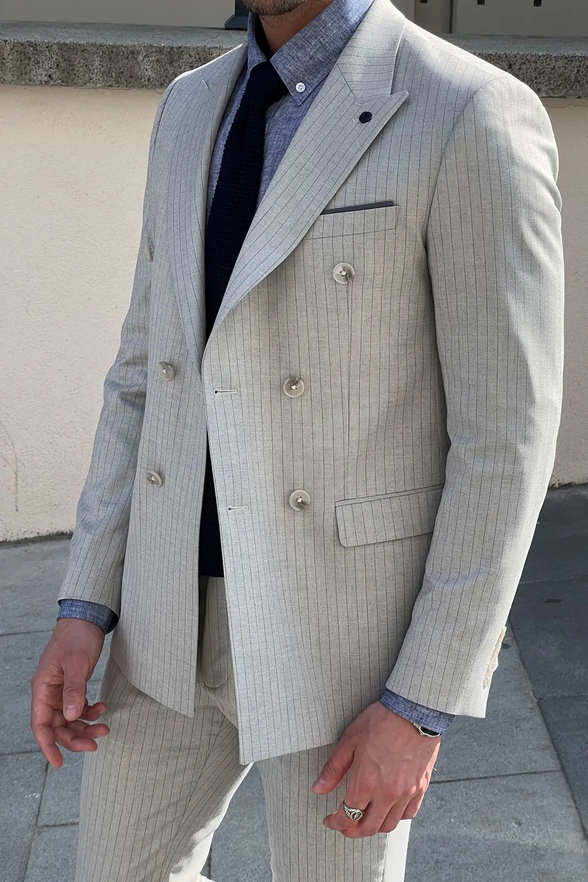 Daniel Double Breasted Gray Wool Suit: Sophisticated Slim-Fit for Every Occasion brabion