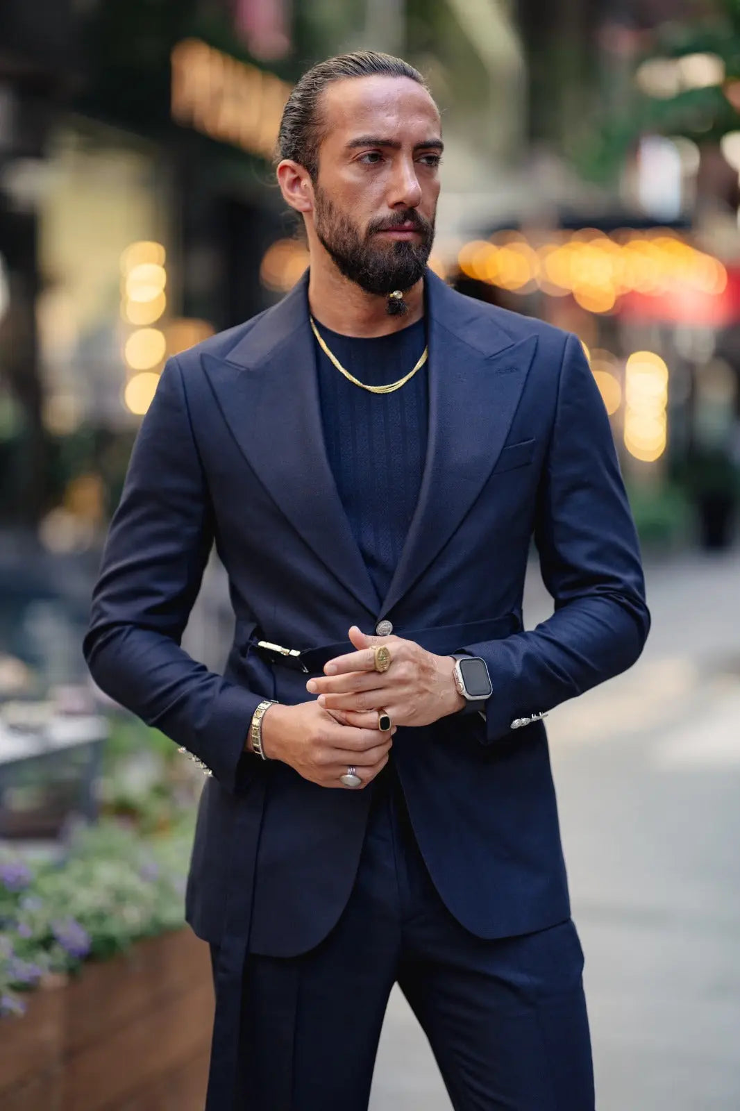 Vespo Navy Blue Buckle Suit - Perfect for Every Occasion brabion