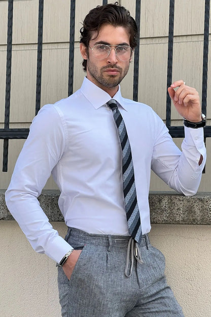 Brabion Daniel White Cotton Slim Fit Shirt - BRABION