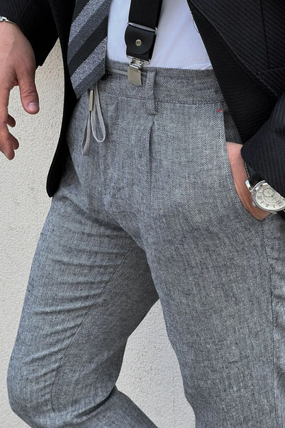 Daniel Gray Linen Pants - Slim Fit Excellence in Versatile Style - BRABION