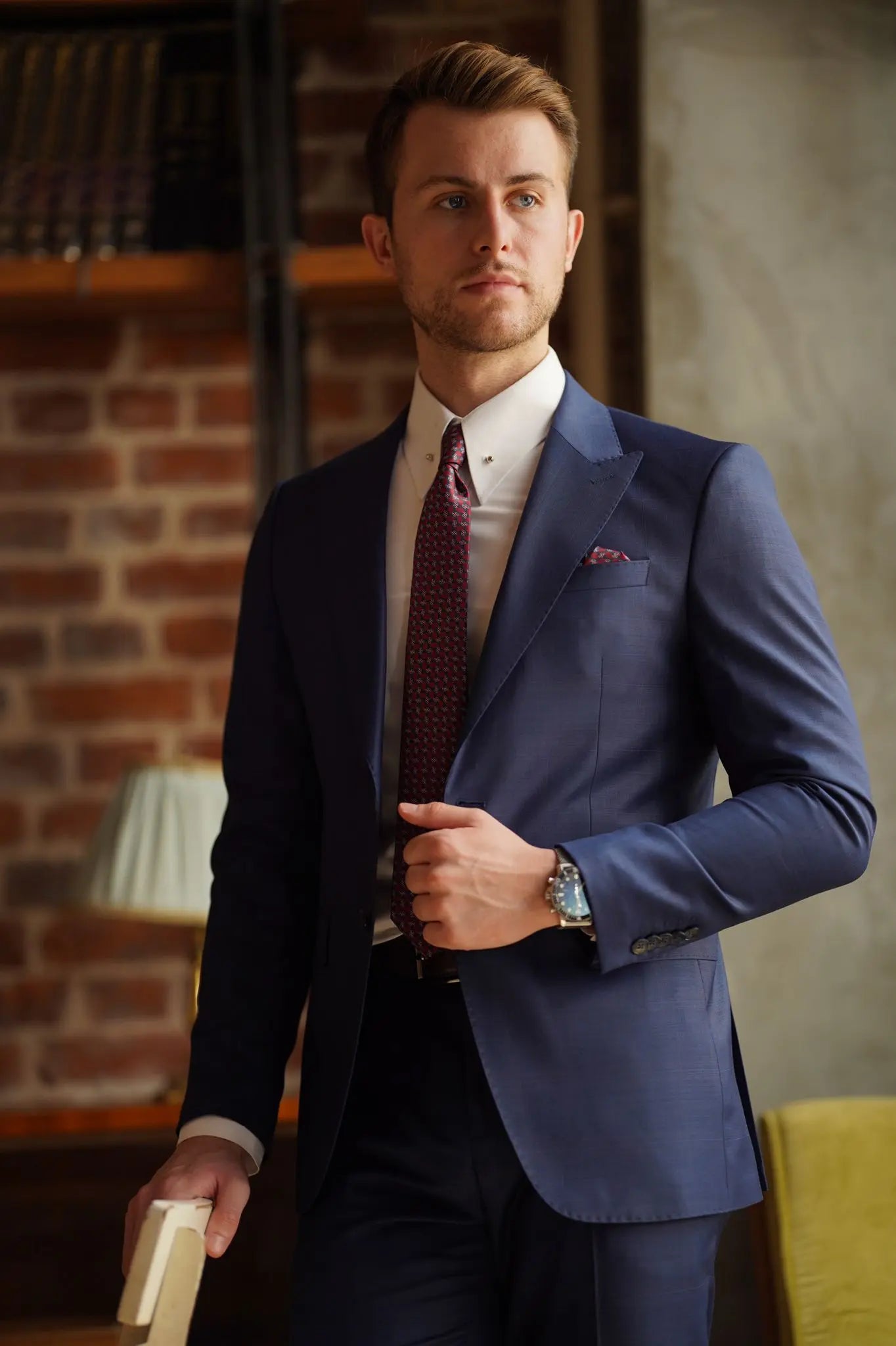 Daniel Slim Fit Navy Blue Wool Suit for Modern Men brabion