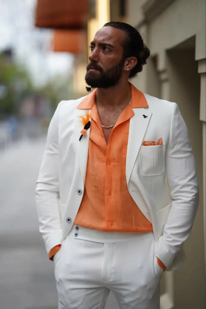 Evo White Slim Fit Wool Suit for Modern Men brabion
