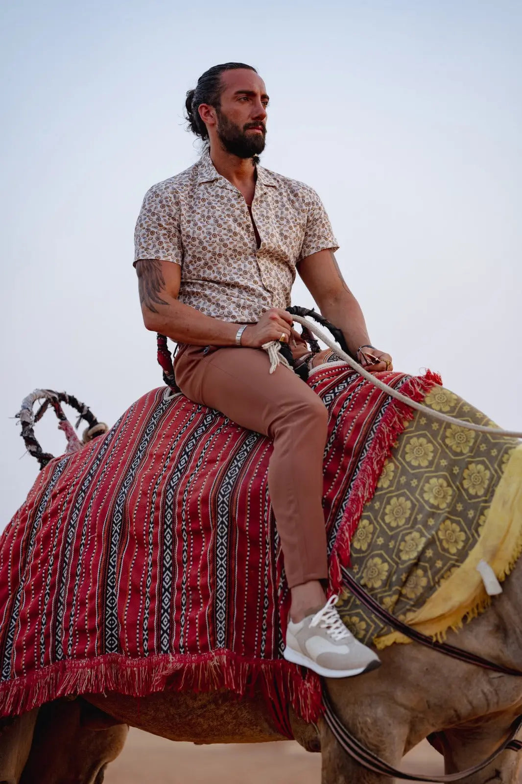 Brabion Vespo Camel Slim Fit Patterned Shirt - BRABION