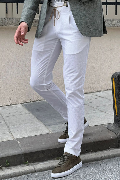 Daniel White Cotton Slim Fit Pants - BRABION