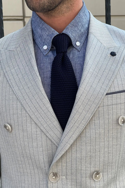 Daniel Double Breasted Gray Wool Suit: Sophisticated Slim-Fit for Every Occasion brabion
