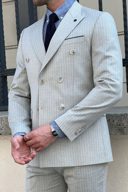 Daniel Double Breasted Gray Wool Suit: Sophisticated Slim-Fit for Every Occasion brabion