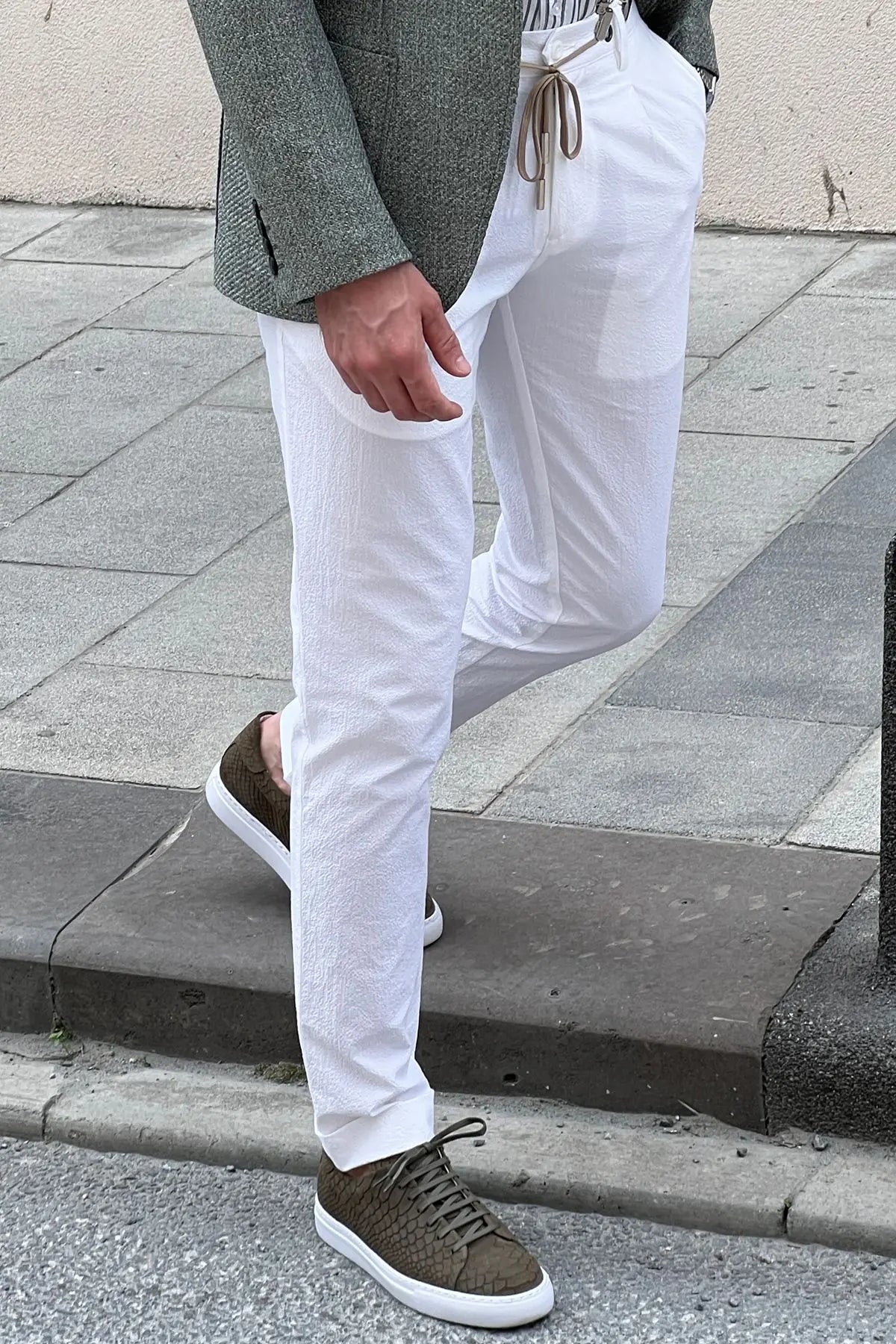 Daniel White Cotton Slim Fit Pants - BRABION