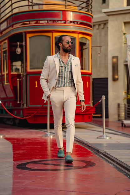 Vespo Slim Fit Beige Suit - Sophisticated Elegance for Every Occasion brabion