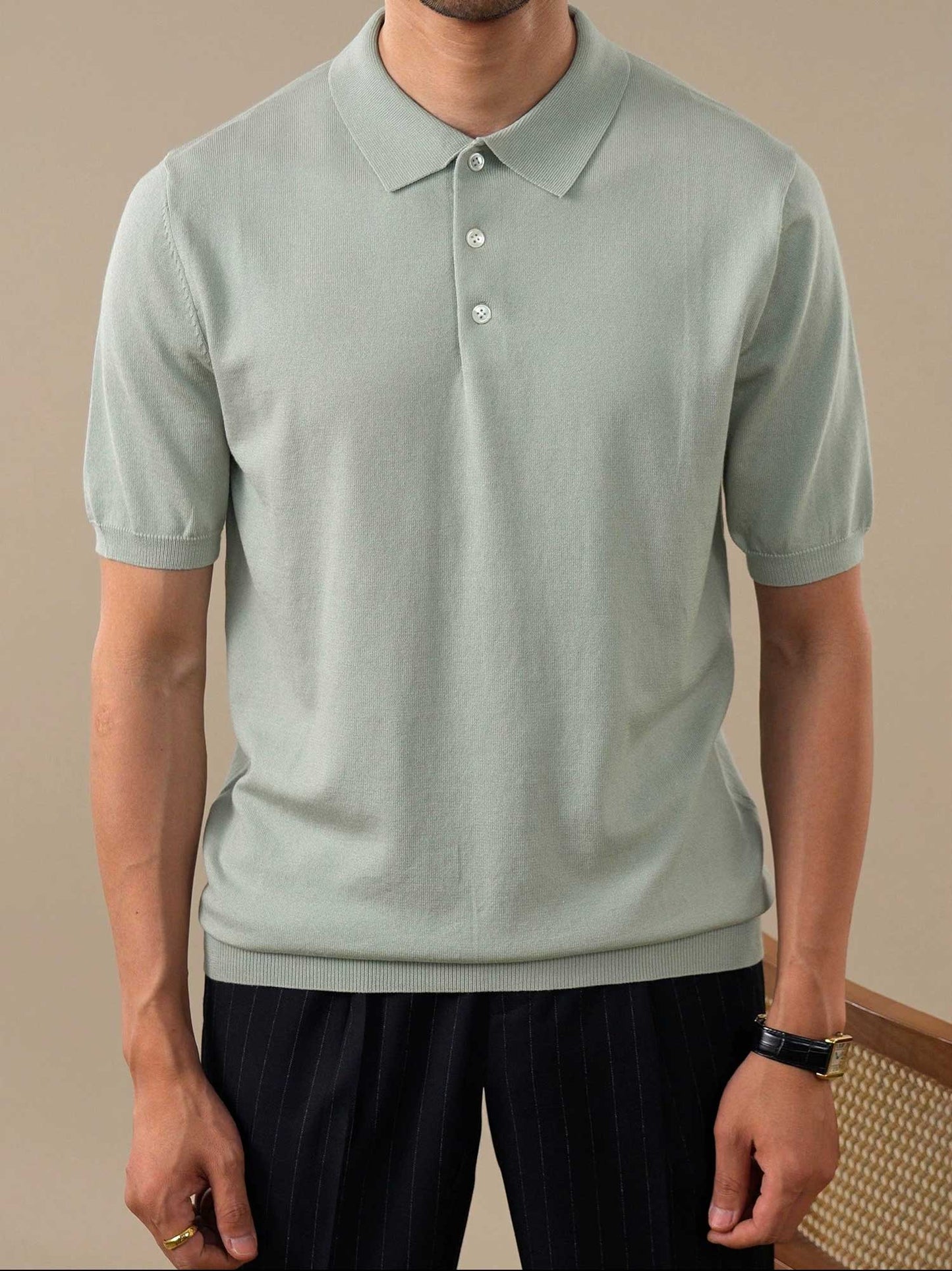 Men’s Italian-Style Lenzing Lyocell Knit Polo Shirt BRABION