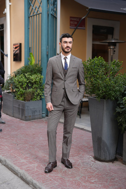 Bitter Brown Italian 3-Piece Suit - BRABION