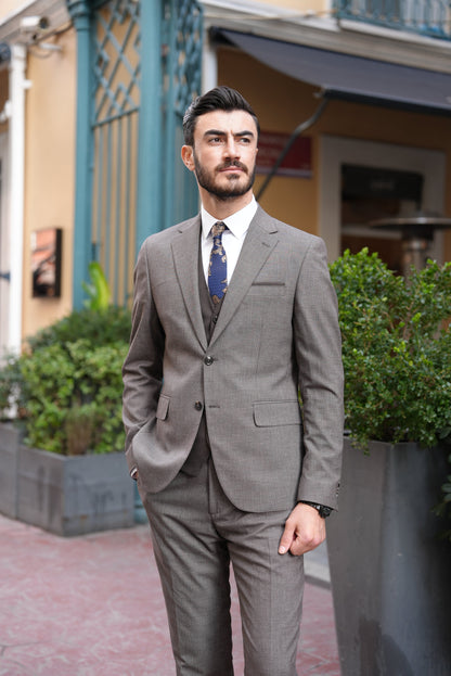 Bitter Brown Italian 3-Piece Suit - BRABION