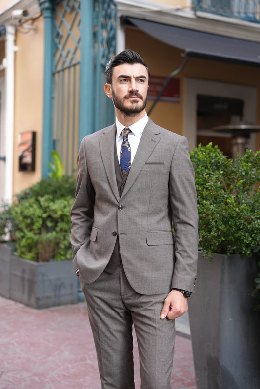 Bitter Brown Italian 3-Piece Suit - BRABION
