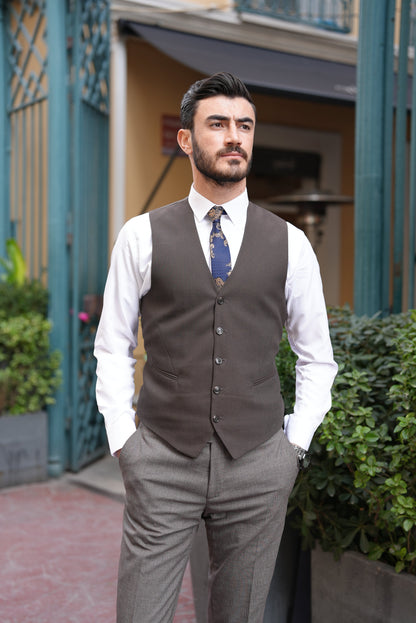 Bitter Brown Italian 3-Piece Suit - BRABION
