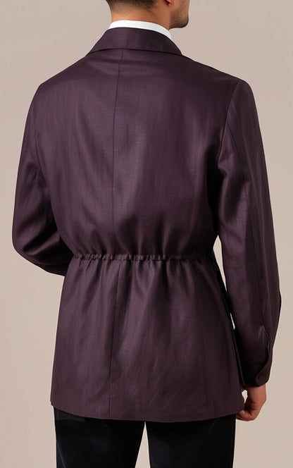 Men's Purple Retro Tencel Linen Jacket - BRABION