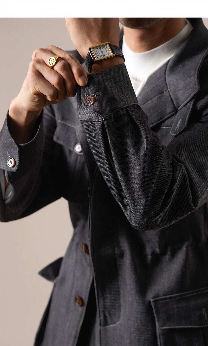 Men's Retro Vintage Denim Hunting Jacket - BRABION