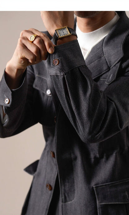 Men's Retro Vintage Denim Hunting Jacket - BRABION
