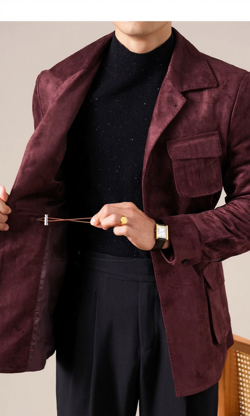Men's Slim Fit Suede Hunting Retro Jacket - BRABION