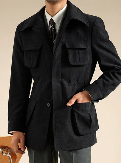 Men’s Chenille Hunting Jacket — Retro Slim Fit Casual Coat - BRABION
