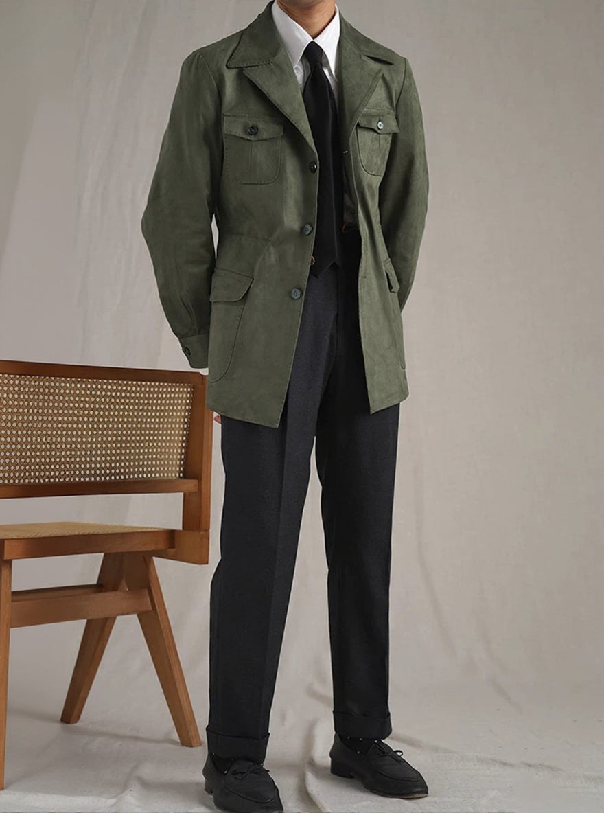 Men's Suede Italian Hunting Jacket - BRABION