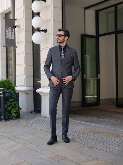 Smoked Grey Slim Fit 3-Piece Suit - BRABION