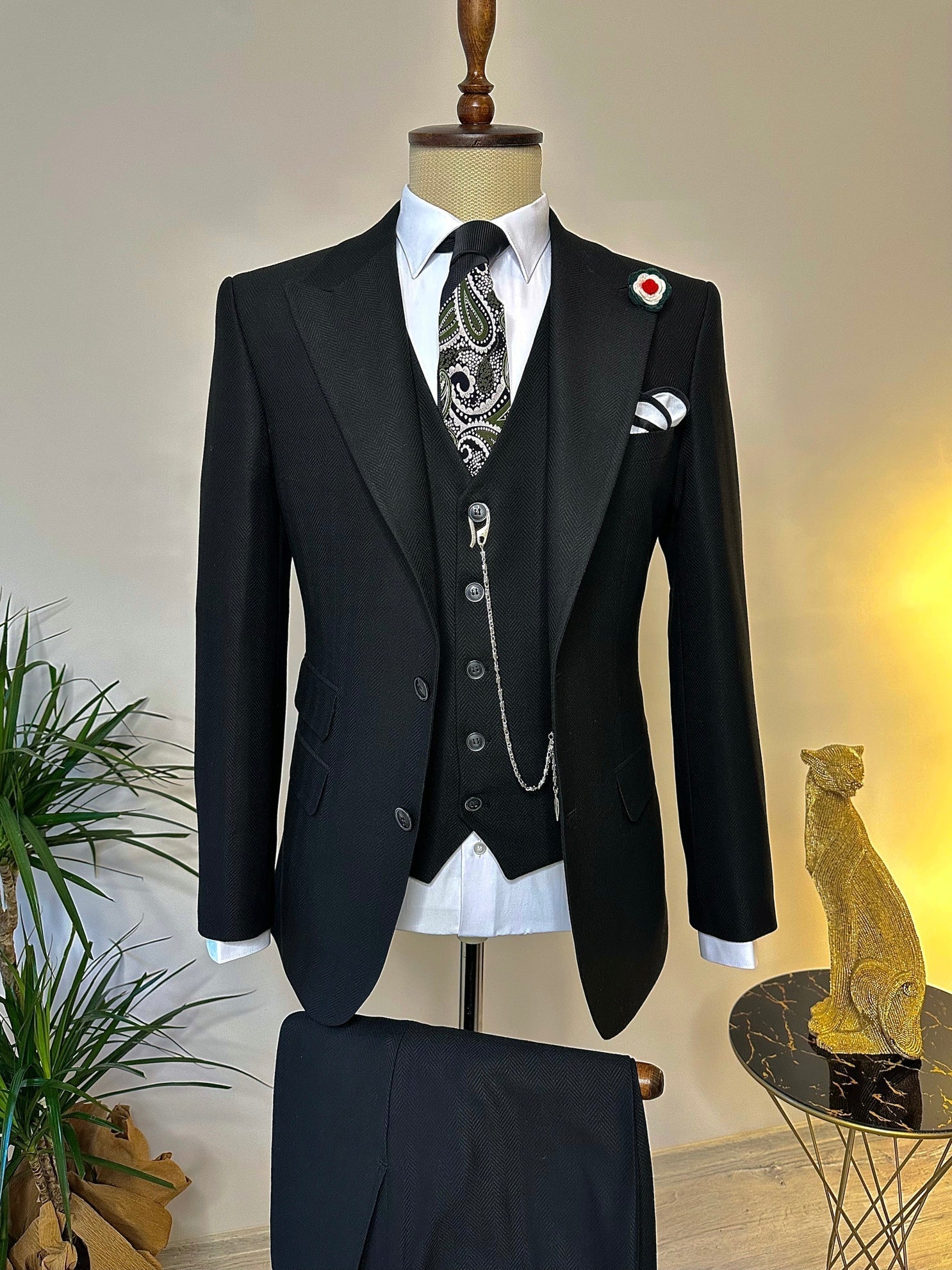 Black Slim-Fit Suit 3-Piece VIOSSI