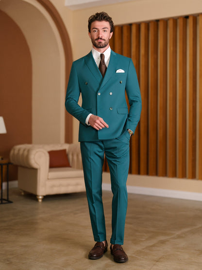 Green Double Breasted Suit 2-Piece VIOSSI