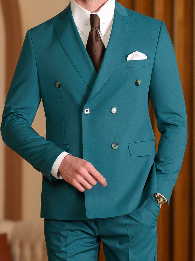 Green Double Breasted Suit 2-Piece VIOSSI