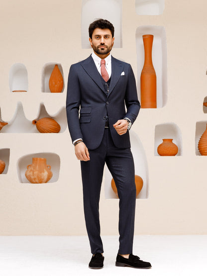 Navy Striped Slim-Fit Suit 3-Piece VIOSSI