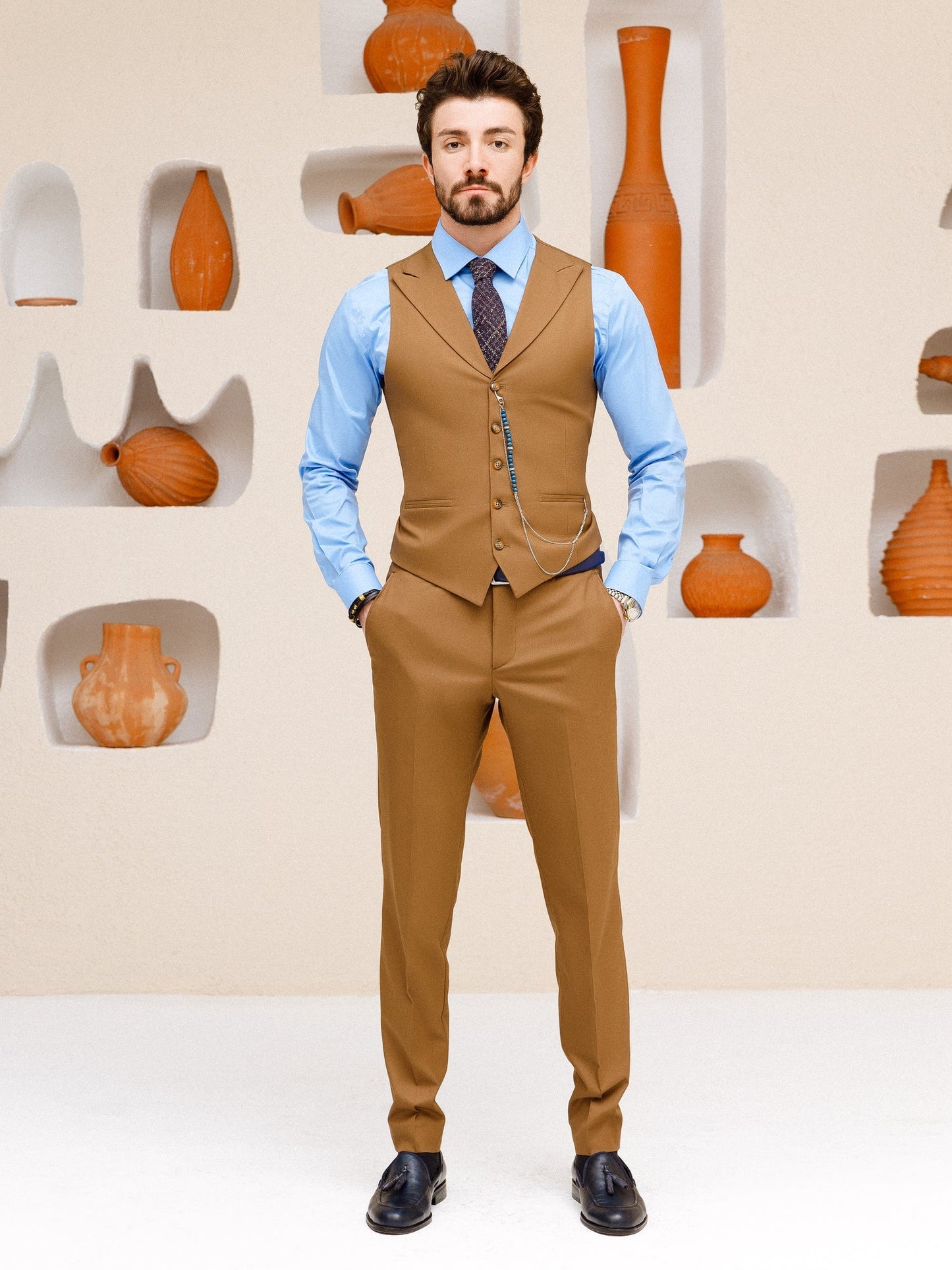 Brown Slim-Fit Suit 3-Piece VIOSSI