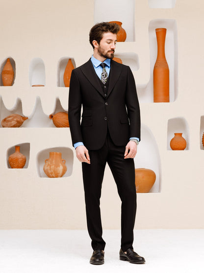 Black Slim-Fit Suit 3-Piece VIOSSI