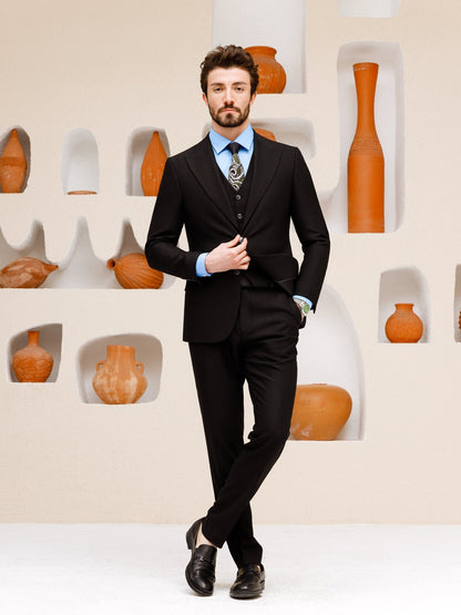 Black Slim-Fit Suit 3-Piece VIOSSI