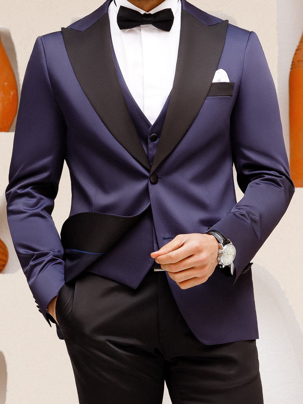 Navy Slim-Fit Tuxedo 3-Piece - BRABION