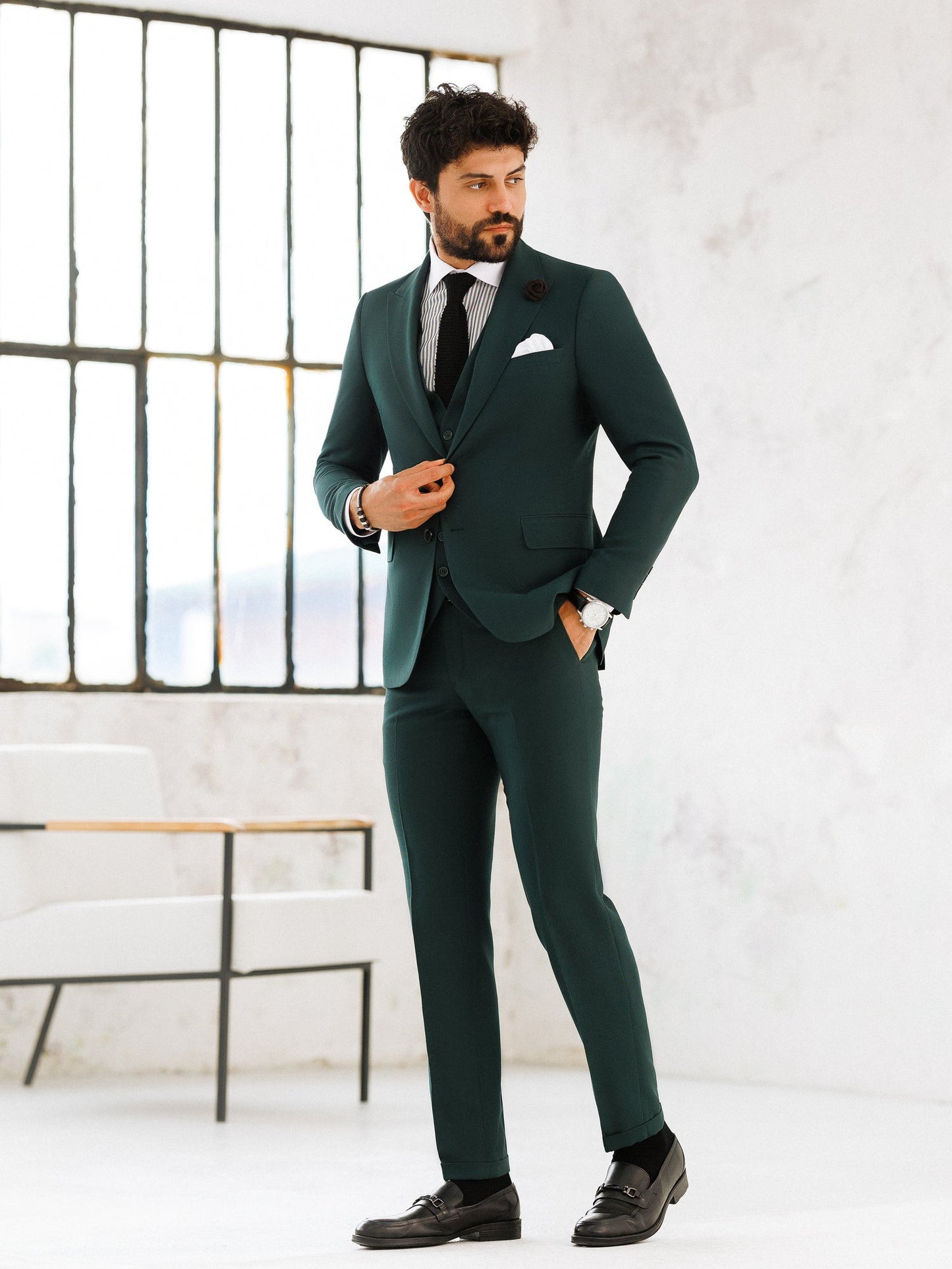 Green Slim-Fit Suit 3-Piece VIOSSI