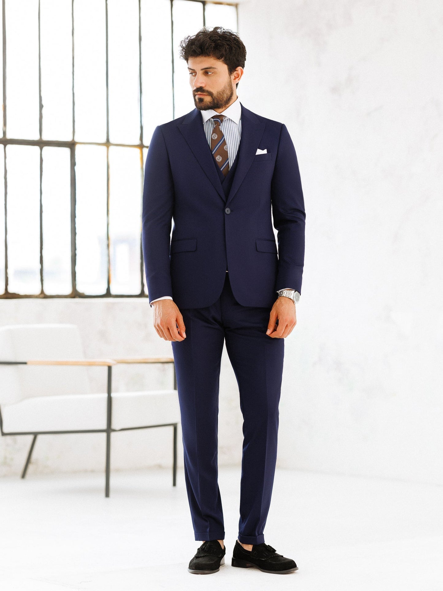 Deep Navy Slim-Fit Suit 3-Piece VIOSSI