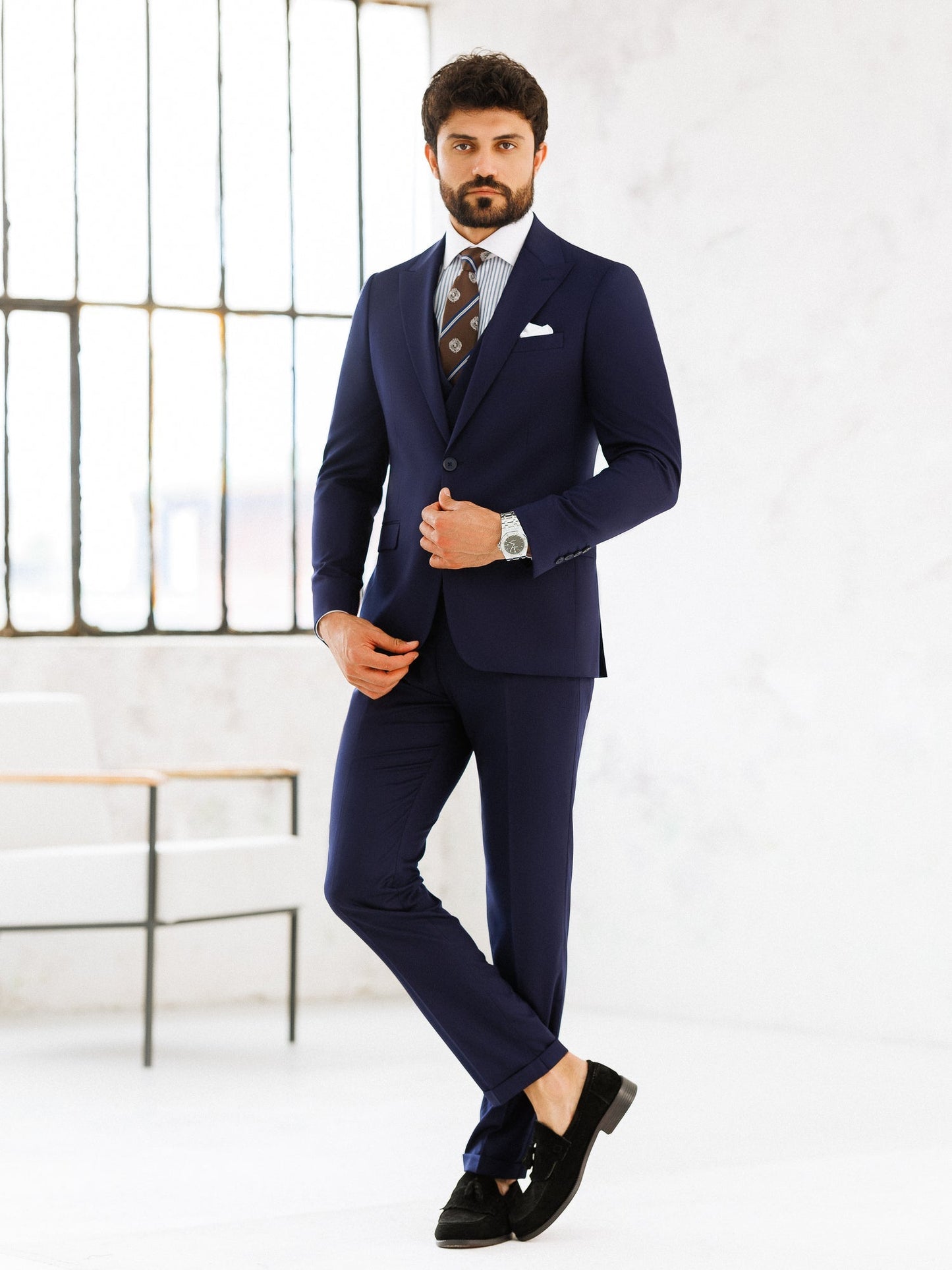 Deep Navy Slim-Fit Suit 3-Piece VIOSSI
