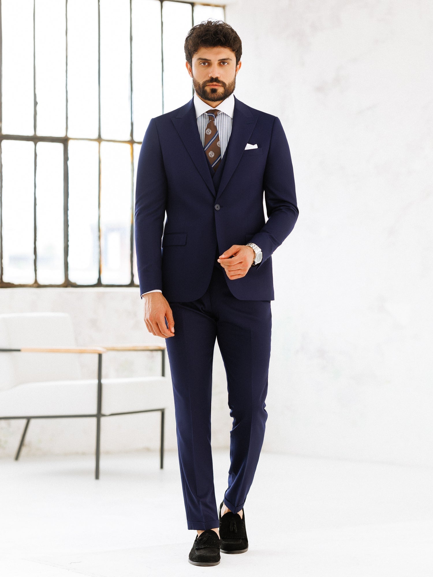 Deep Navy Slim-Fit Suit 3-Piece VIOSSI