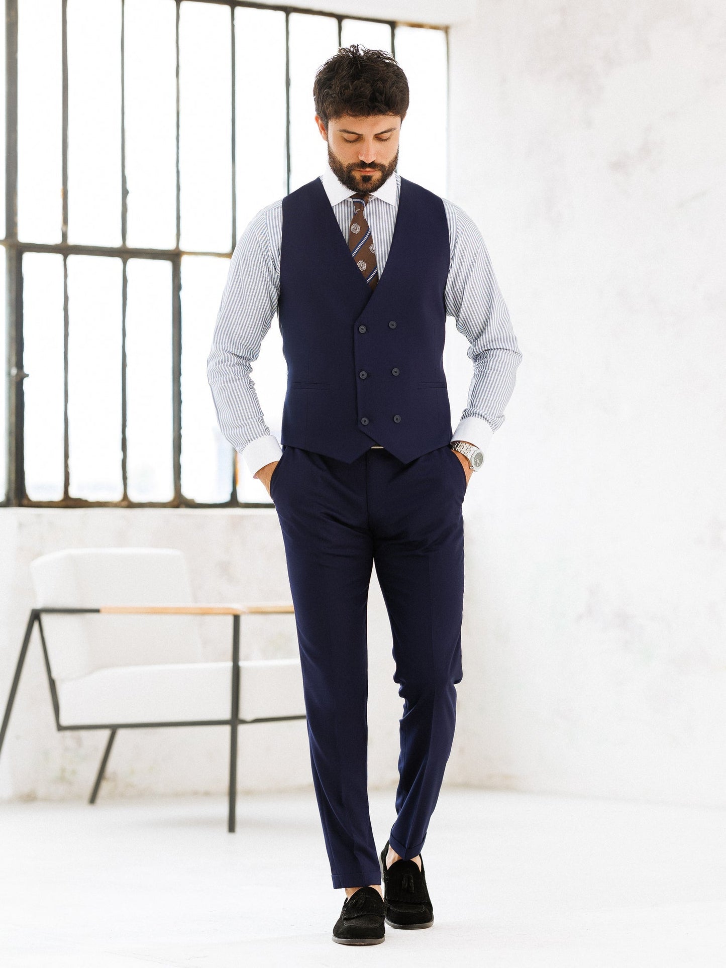 Deep Navy Slim-Fit Suit 3-Piece VIOSSI