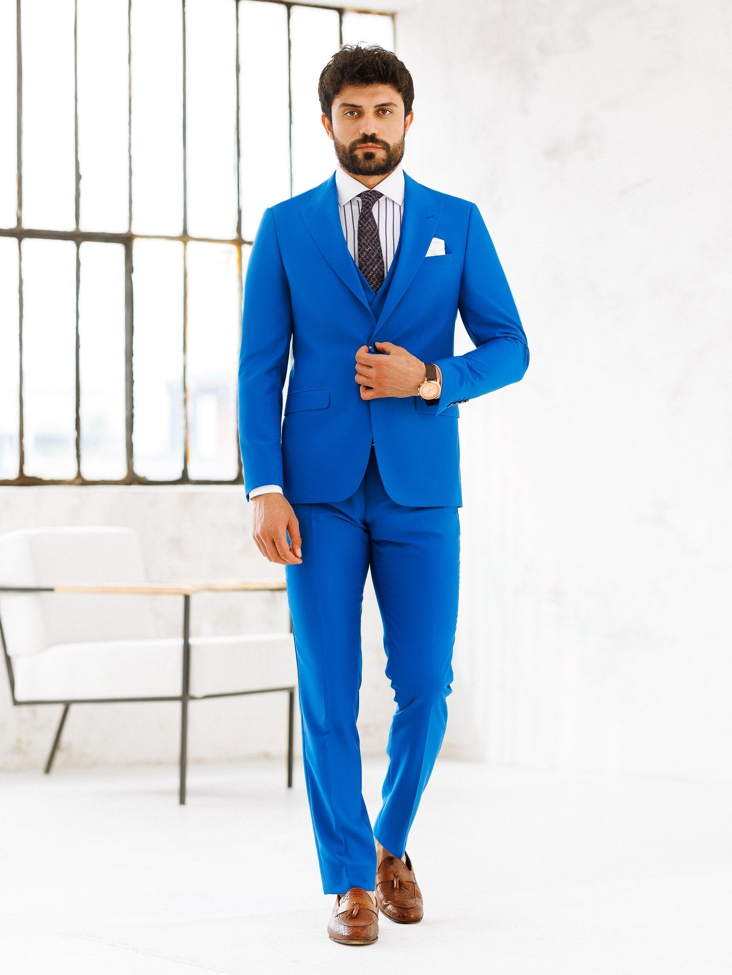 Blue Slim-Fit Suit 3-Piece VIOSSI
