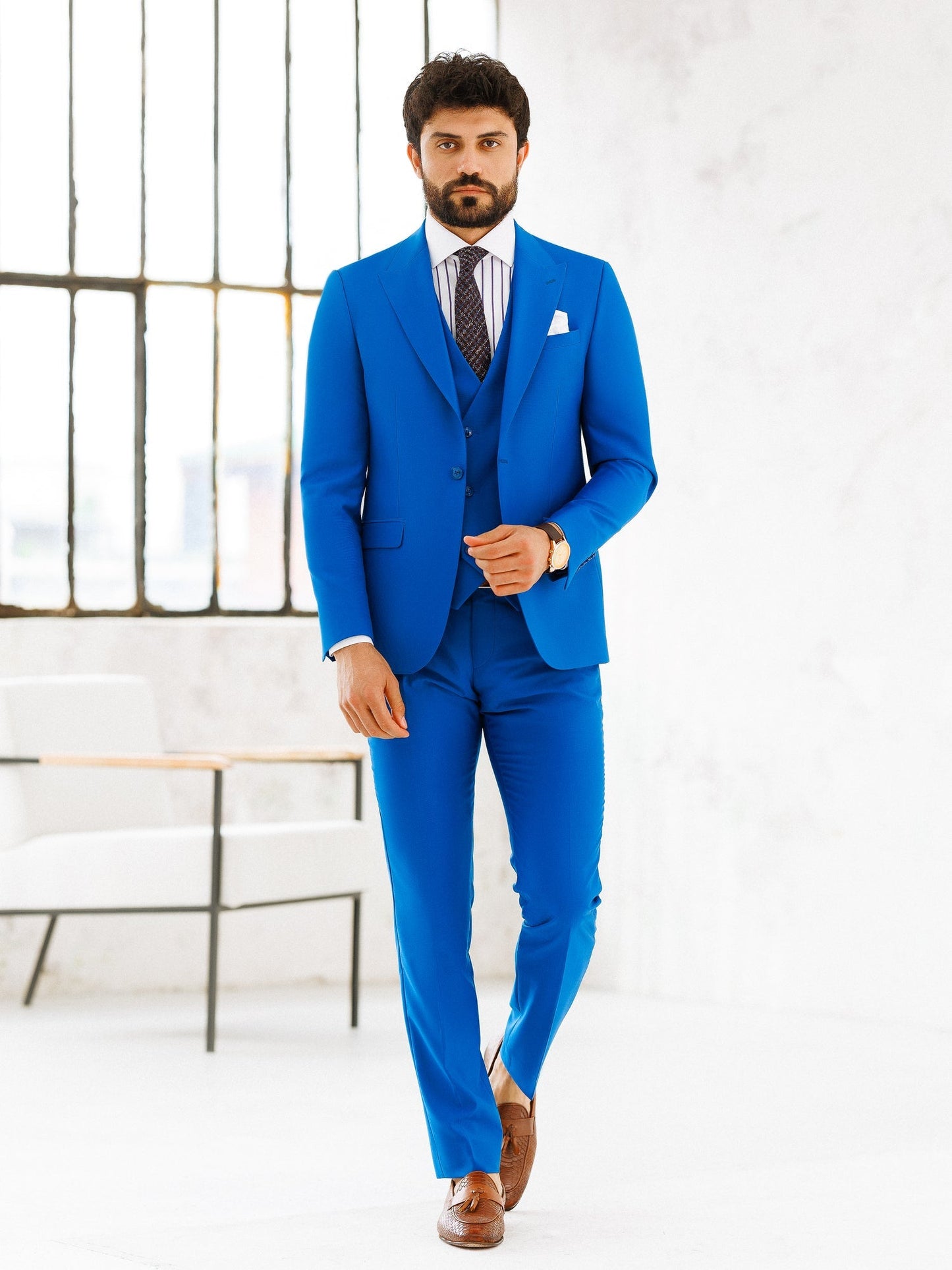 Blue Slim-Fit Suit 3-Piece VIOSSI