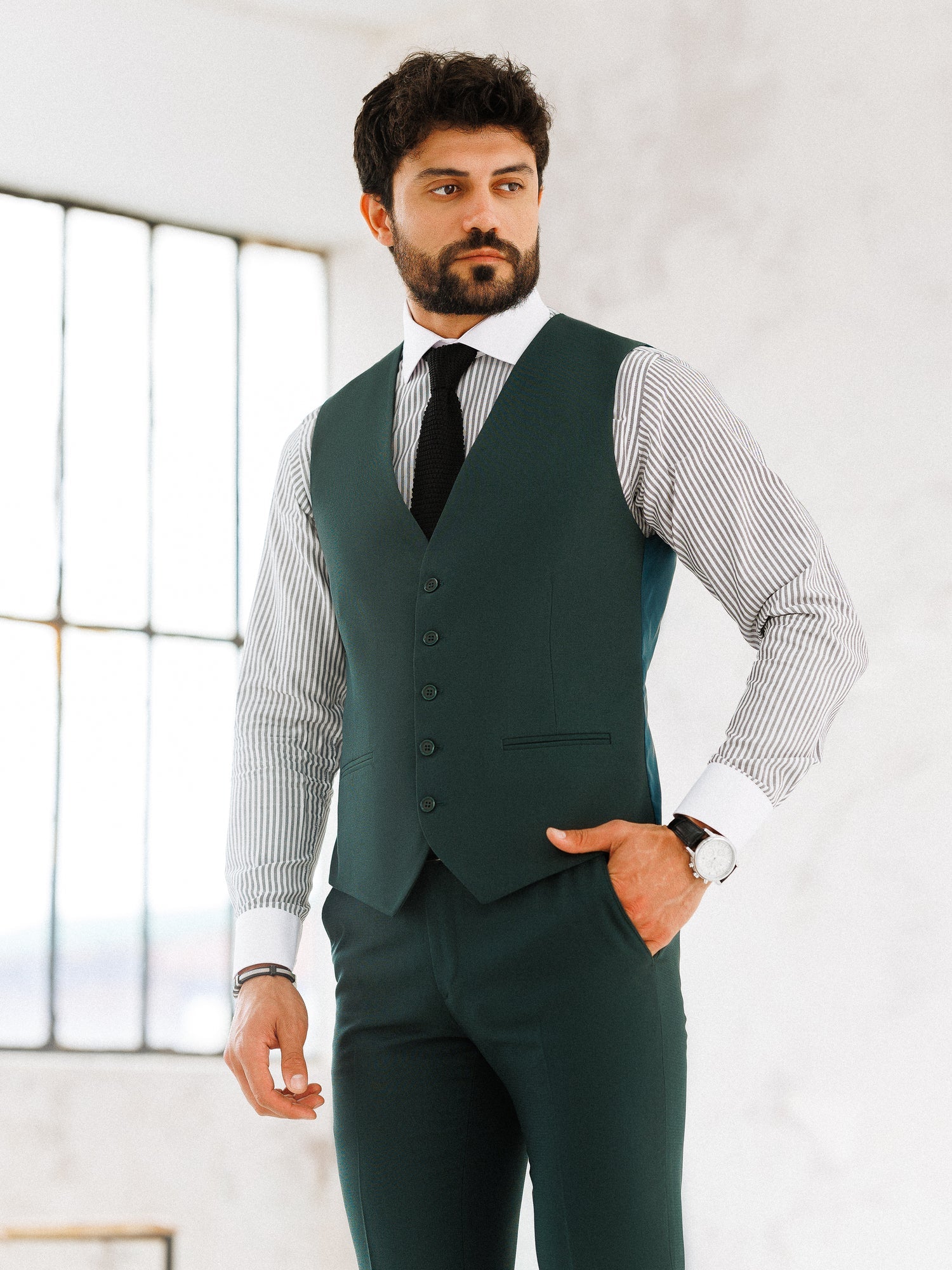 Green Slim-Fit Suit 3-Piece VIOSSI